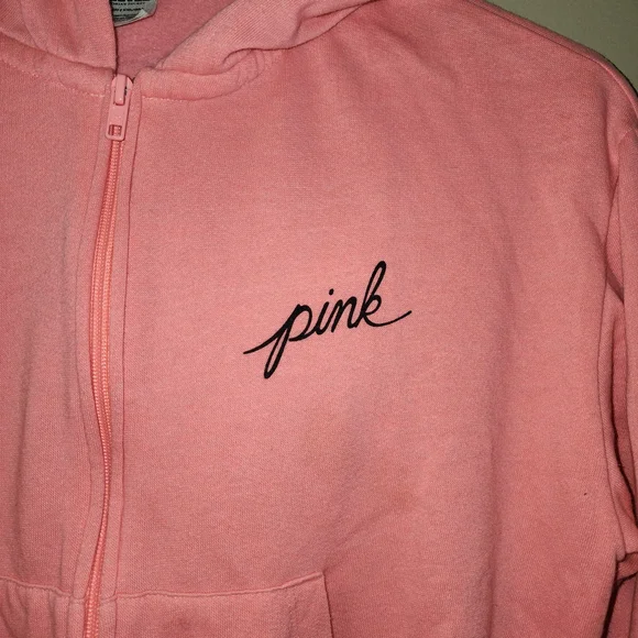 PINK‎ Victoria's Secret Coral Hoodie zipper jacket sz small - Picture 2 of 12